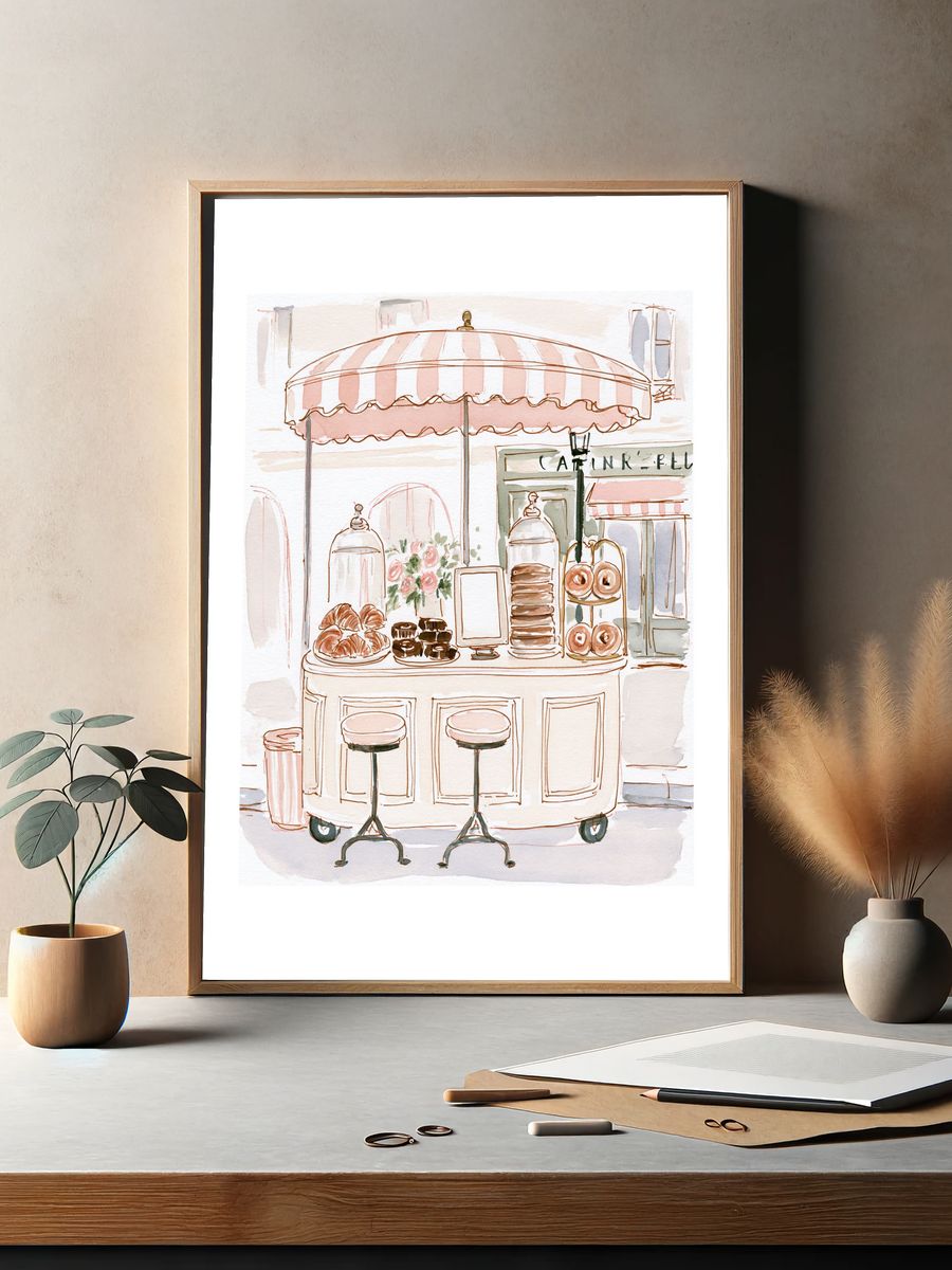 Paris Café Watercolor Poster. — room view 2