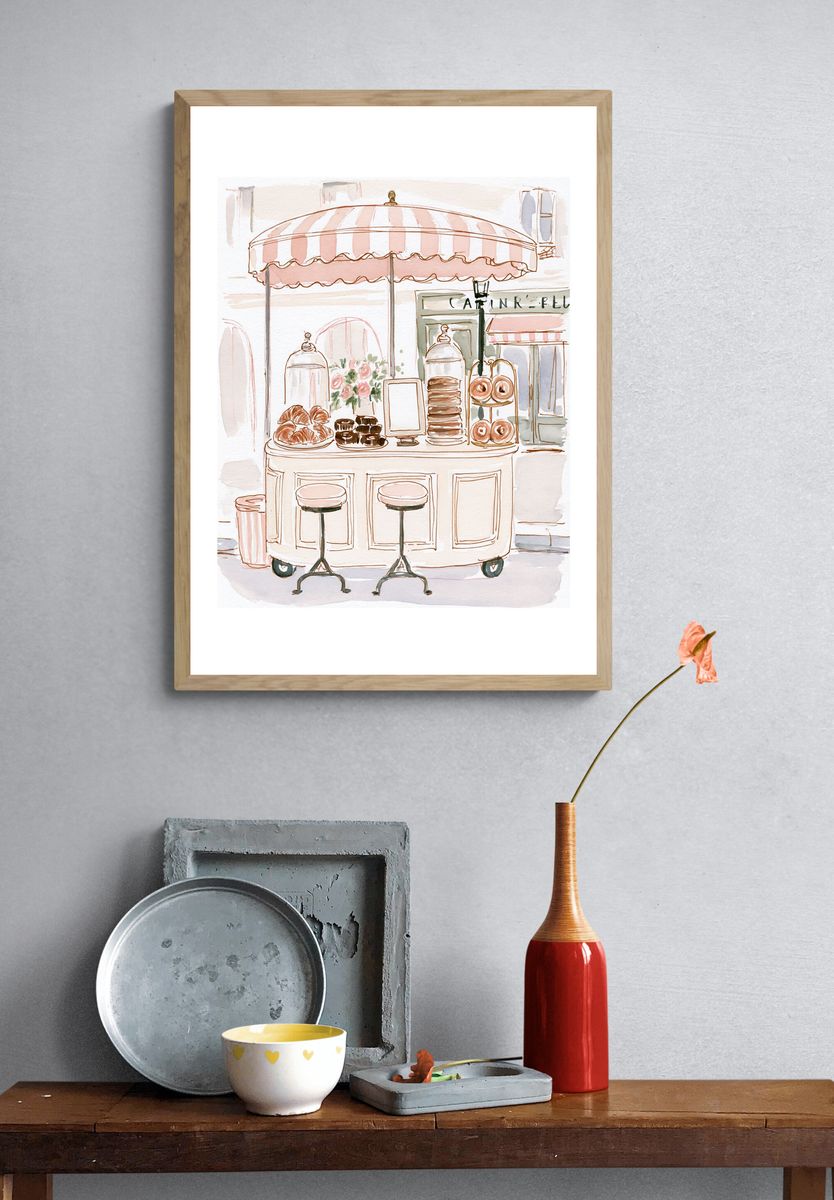 Paris Café Watercolor Poster. — room view 3