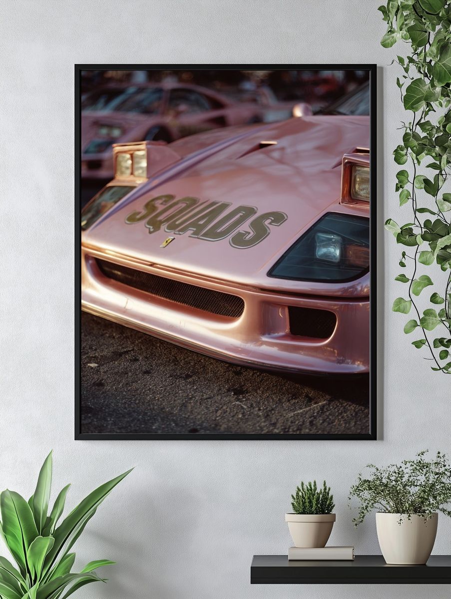 Pink Sports Car Photography Poster. — room view 4