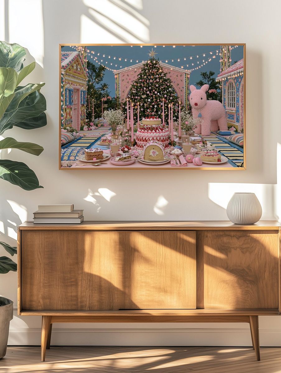 Pastel Christmas Garden Party Print. — room view 3