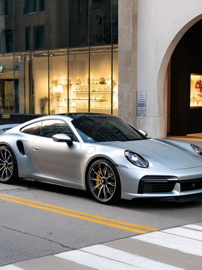 Silver Porsche 911 Street Photography Poster. poster print