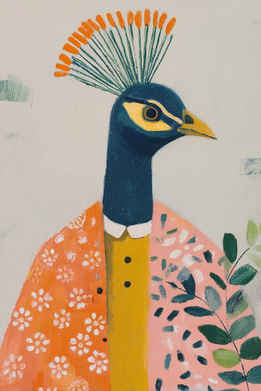 Decorative Peacock Illustration Poster. poster detail