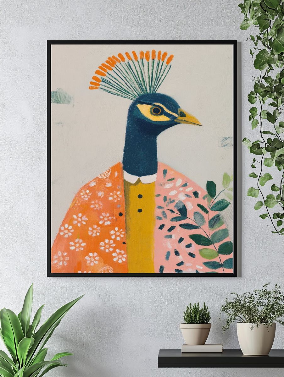 Decorative Peacock Illustration Poster. — room view 4