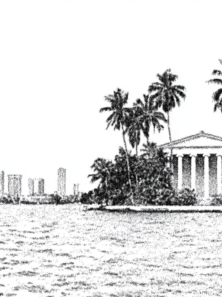 Palm Coastline Sketch Poster. poster detail