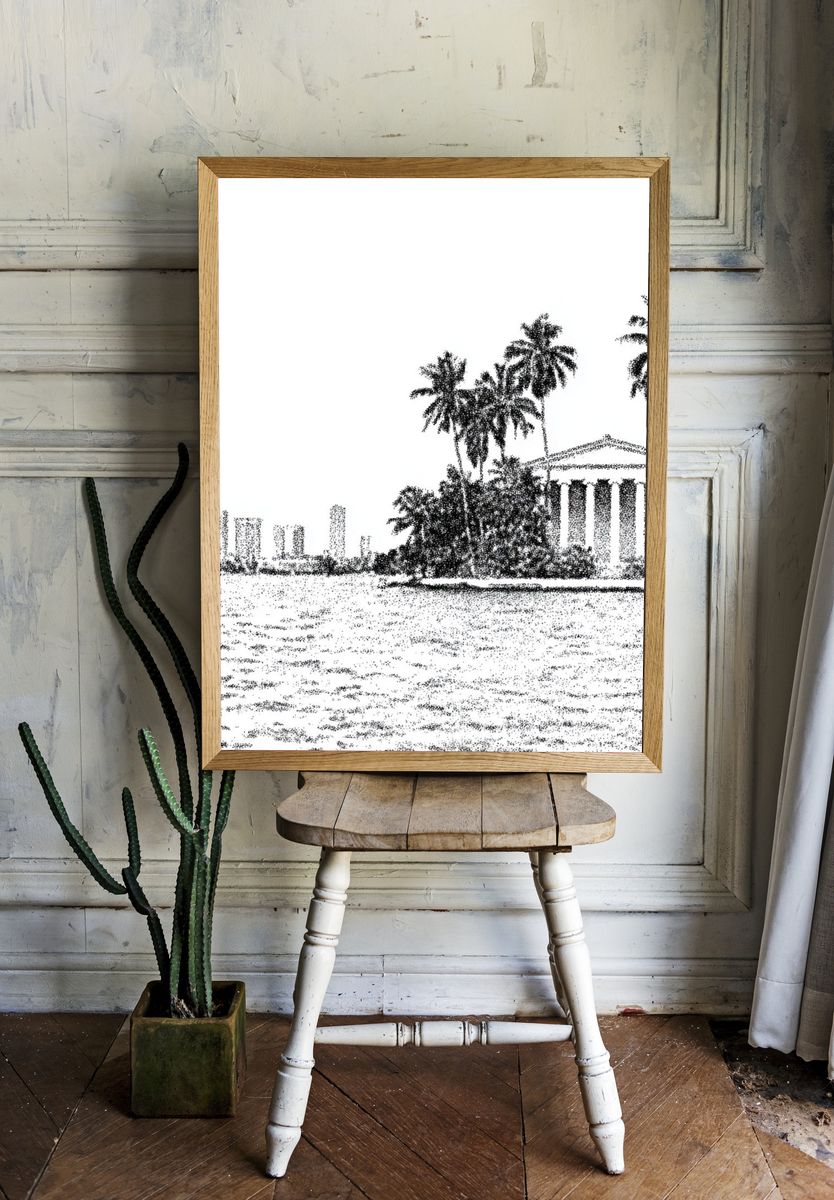 Palm Coastline Sketch Poster. room preview