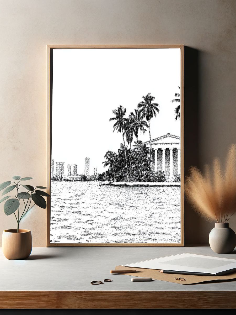 Palm Coastline Sketch Poster. — room view 2
