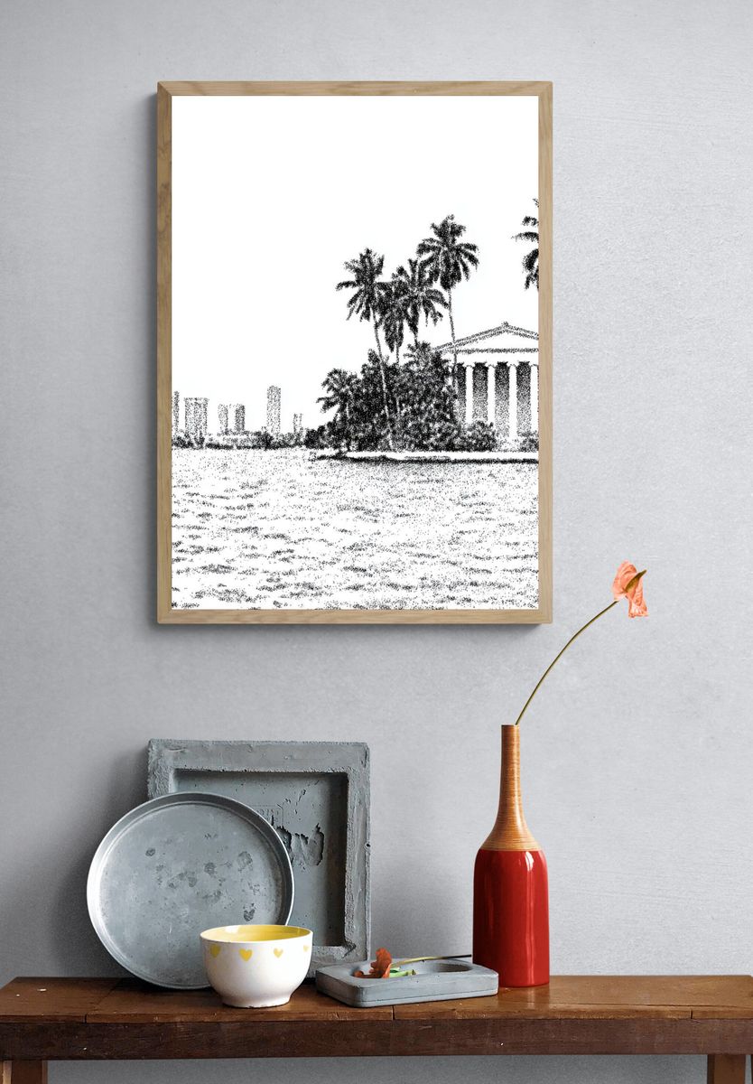 Palm Coastline Sketch Poster. — room view 3
