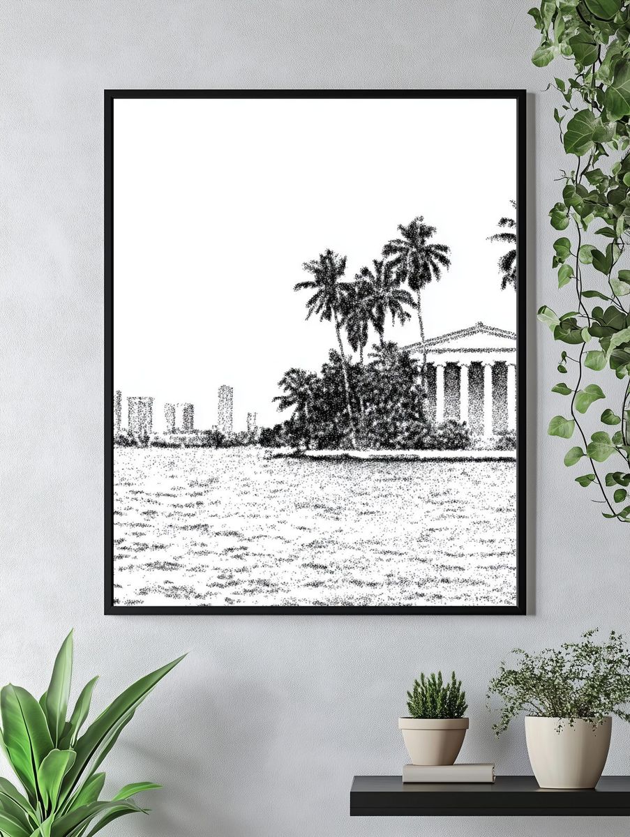 Palm Coastline Sketch Poster. — room view 4