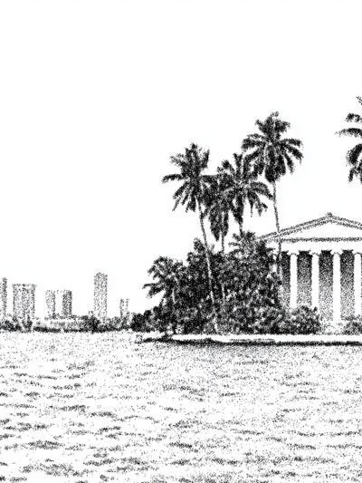 Palm Coastline Sketch Poster.
