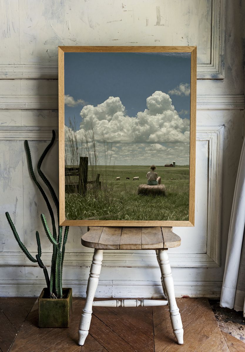 Pastoral Cloudscape Photography Poster. — room view 1