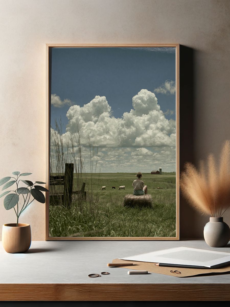Pastoral Cloudscape Photography Poster. — room view 2