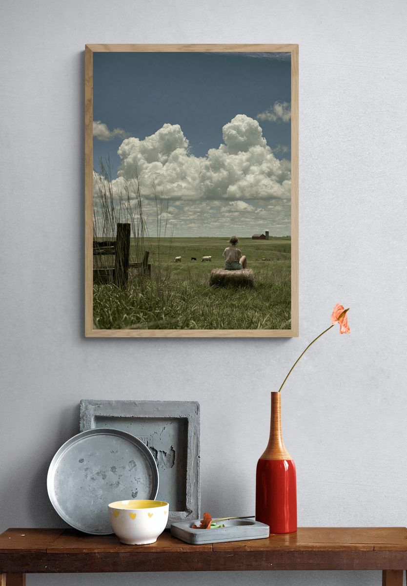 Pastoral Cloudscape Photography Poster. — room view 3