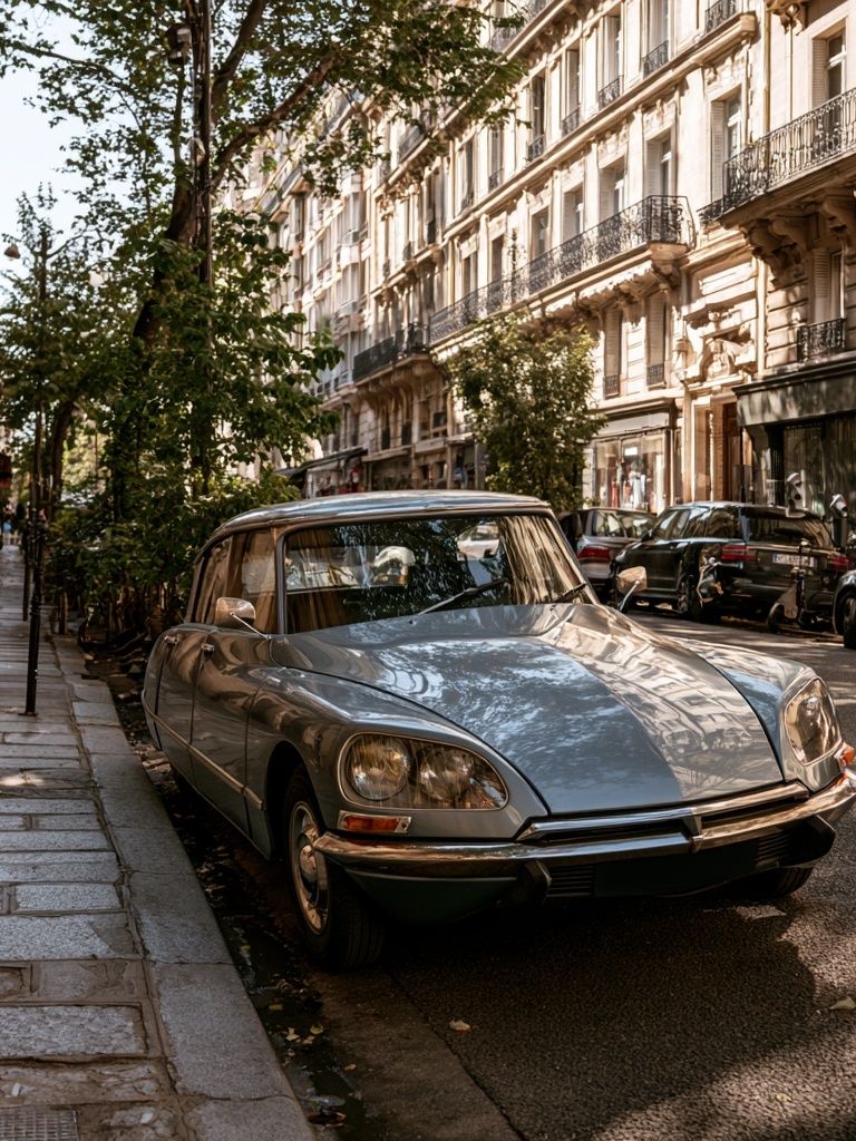 Paris Street Classic Car Poster. poster detail