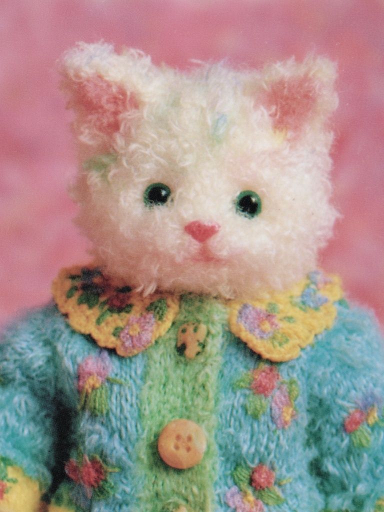 Pastel Teddy Cat Portrait Print. poster detail