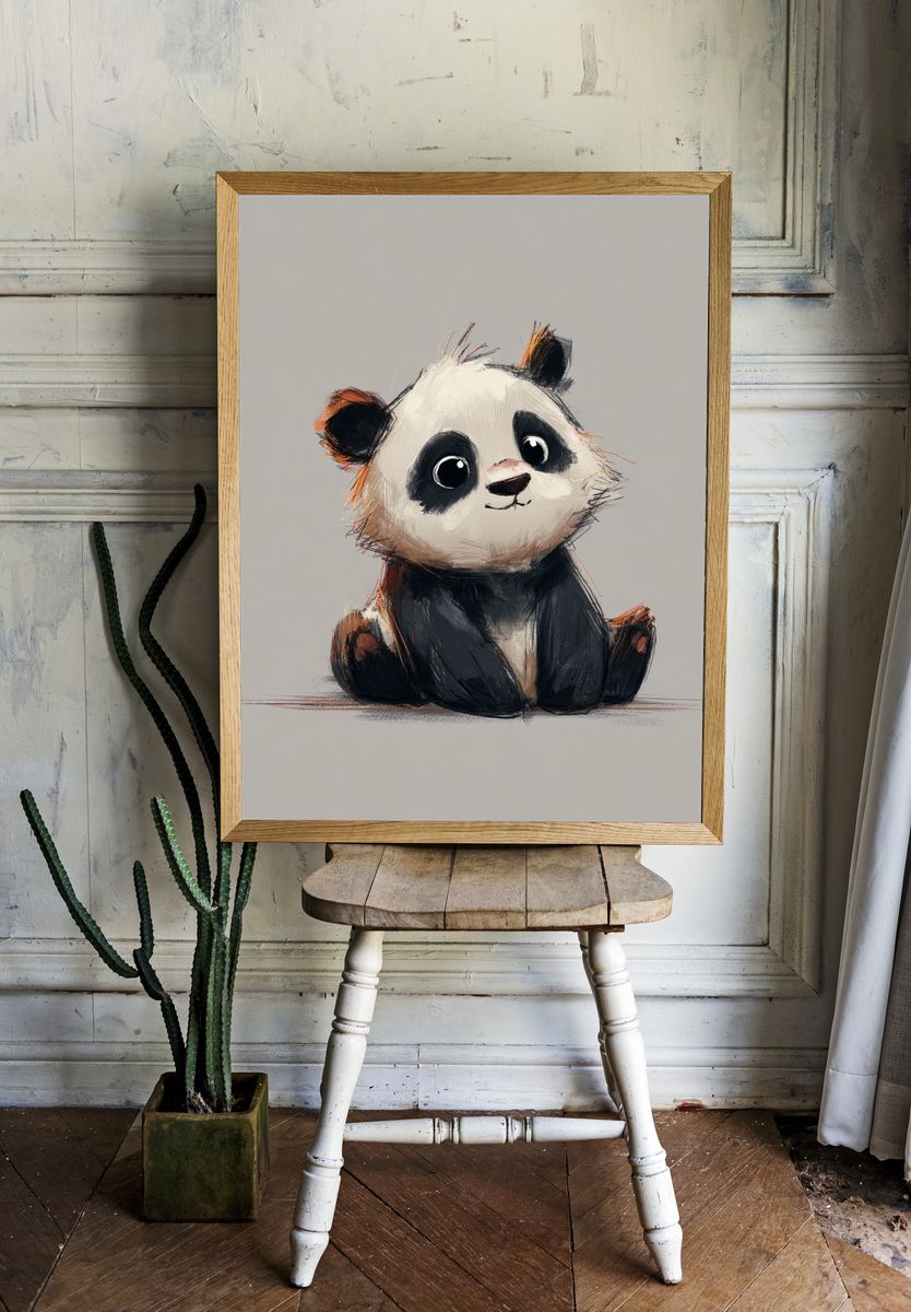 Cute Panda Digital-Art Poster. — room view 1