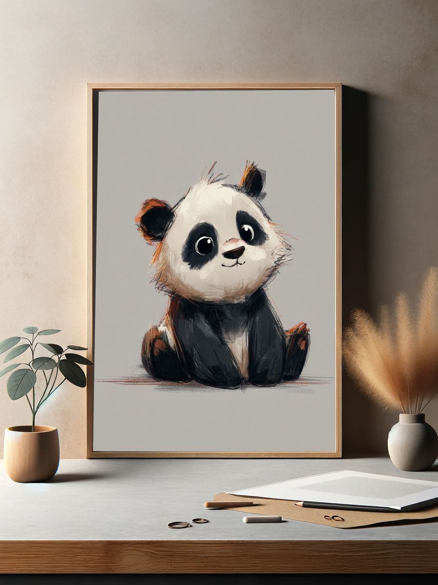 Cute Panda Digital-Art Poster. — room view 2