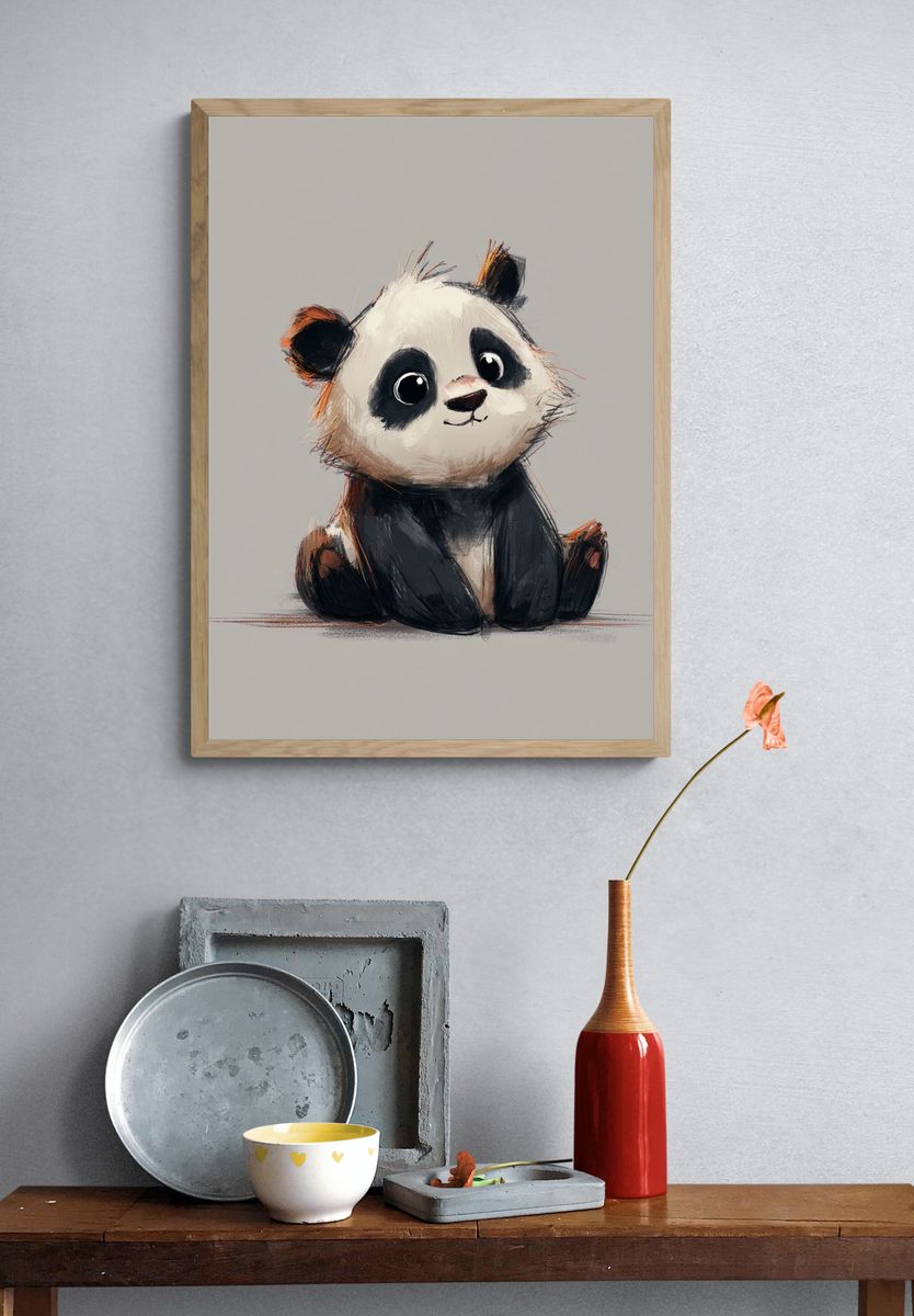 Cute Panda Digital-Art Poster. — room view 3
