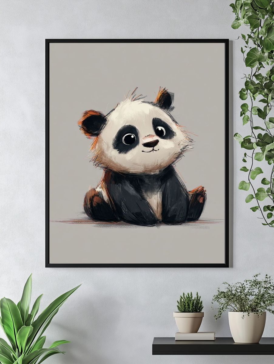 Cute Panda Digital-Art Poster. — room view 4