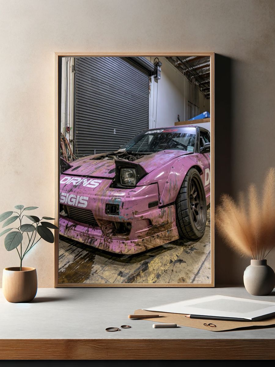 Pink Drift Car Photography Poster. — room view 2