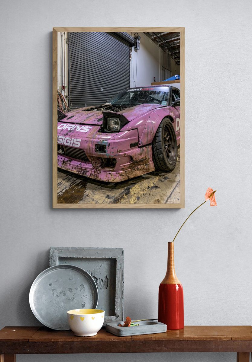 Pink Drift Car Photography Poster. — room view 3
