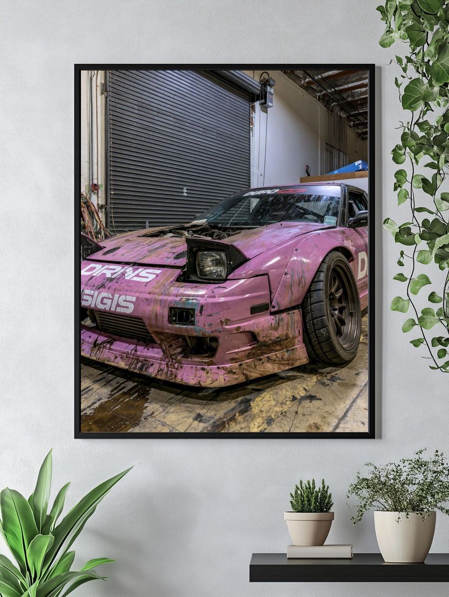 Pink Drift Car Photography Poster. — room view 4