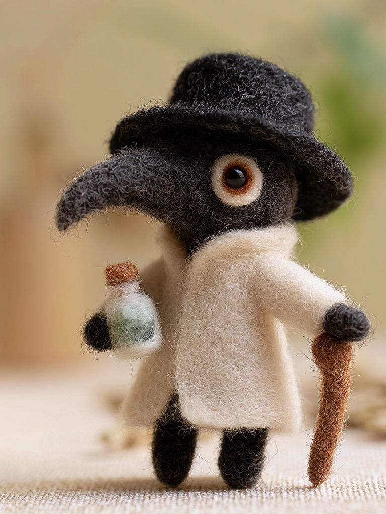 Felt Plague Doctor Portrait Poster. poster detail