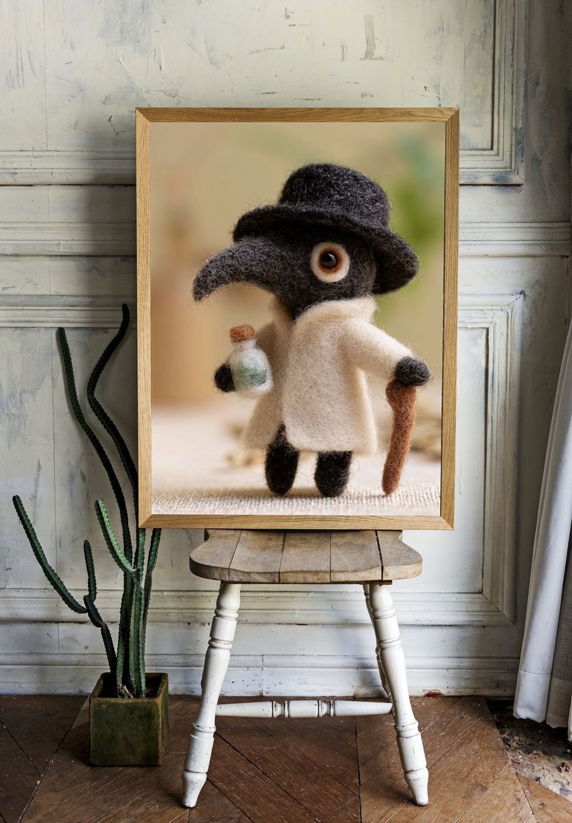 Felt Plague Doctor Portrait Poster. — room view 1