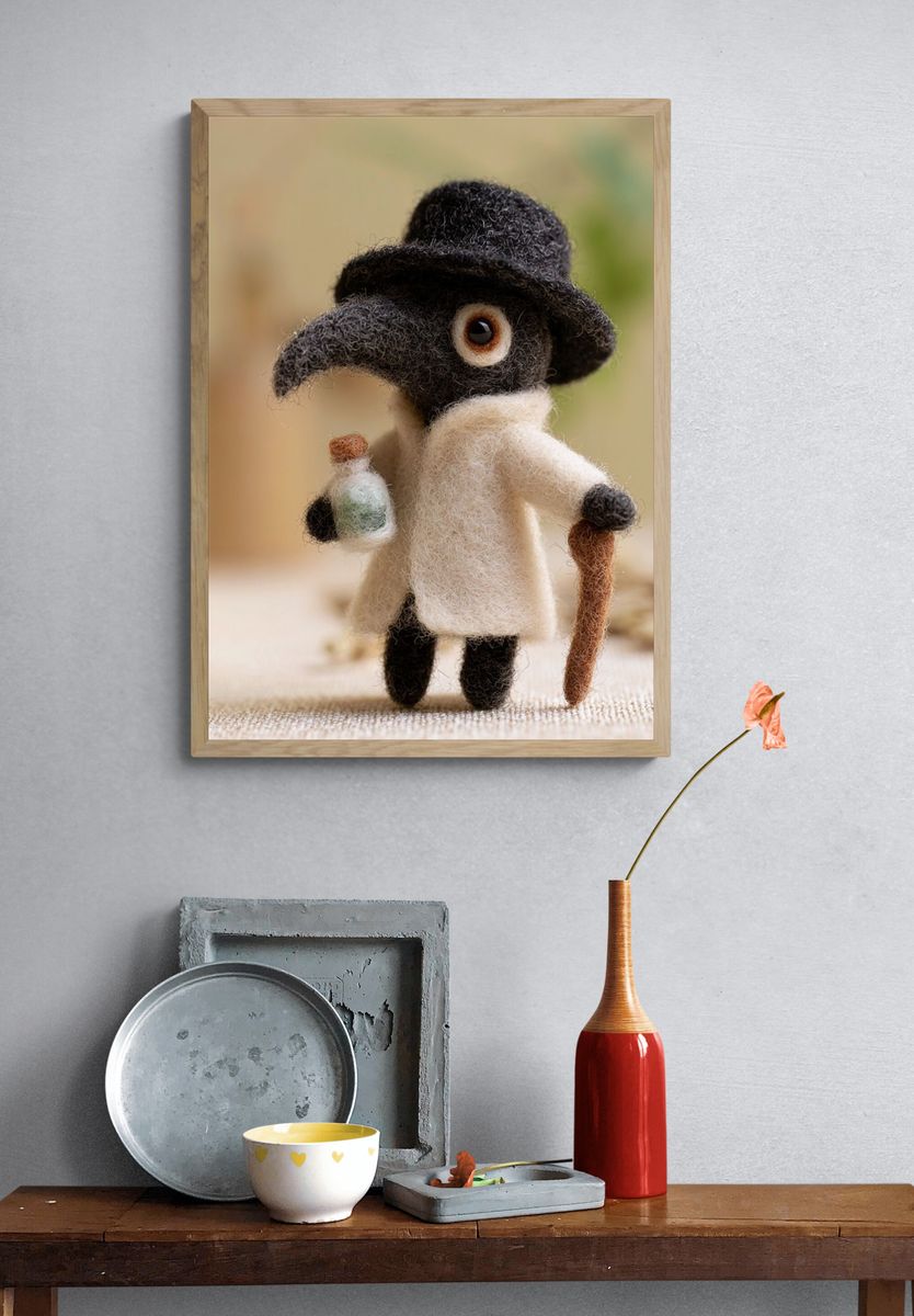 Felt Plague Doctor Portrait Poster. — room view 3