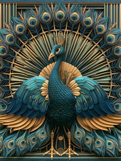 Peacock Art Deco Poster.