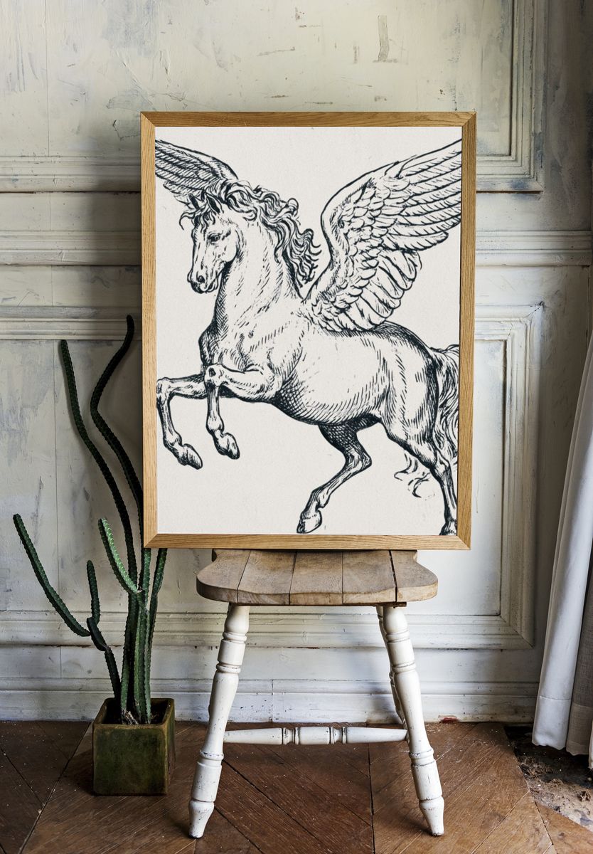 Winged Pegasus Ink Print. — room view 1