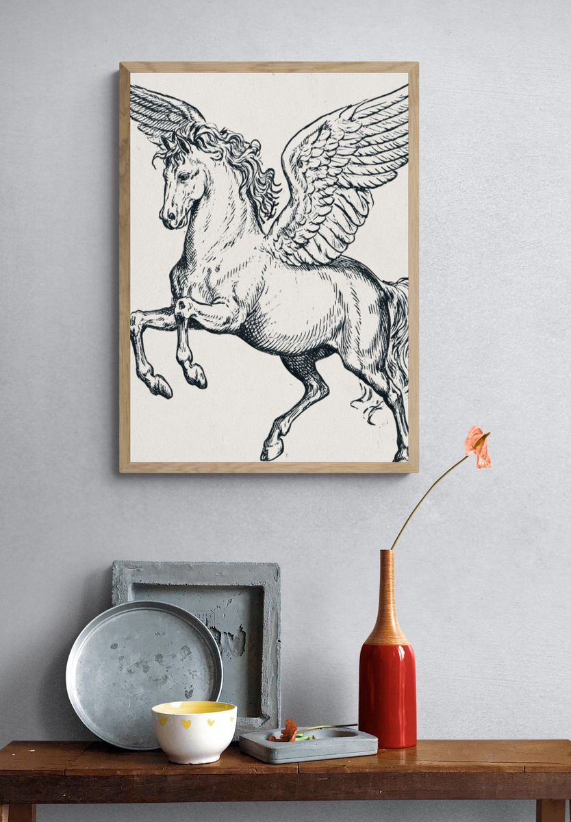 Winged Pegasus Ink Print. — room view 3