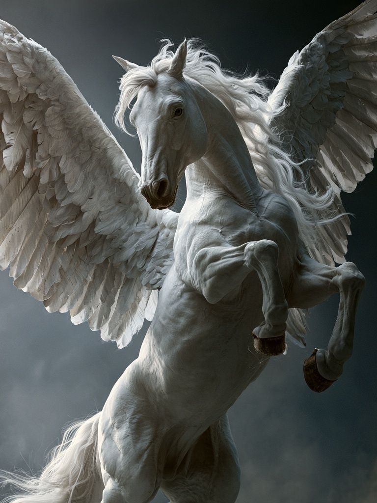 Winged White Pegasus Photography Poster. poster detail