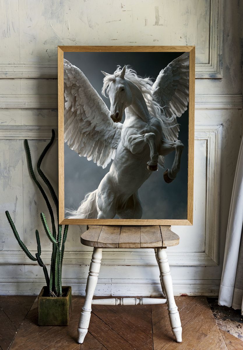 Winged White Pegasus Photography Poster. room preview