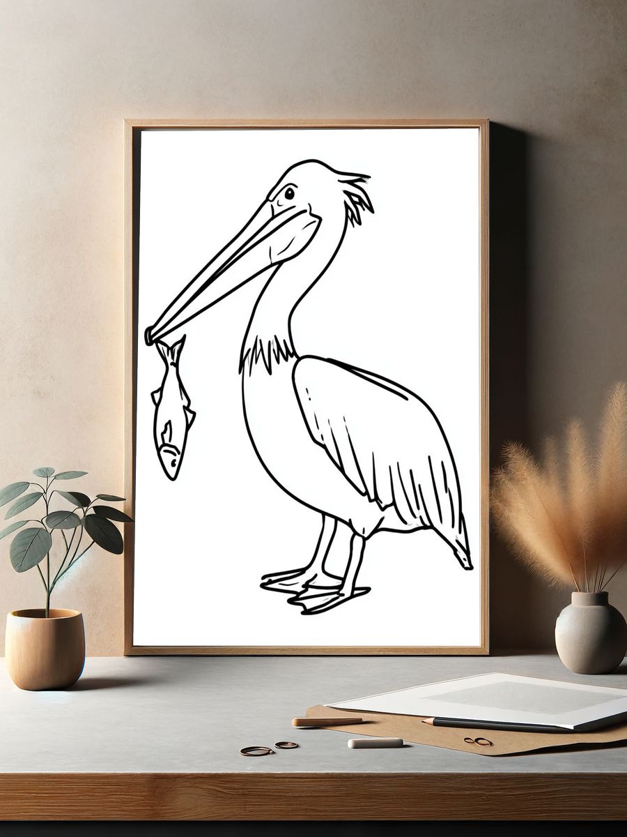 Pelican Line Art Poster. — room view 2