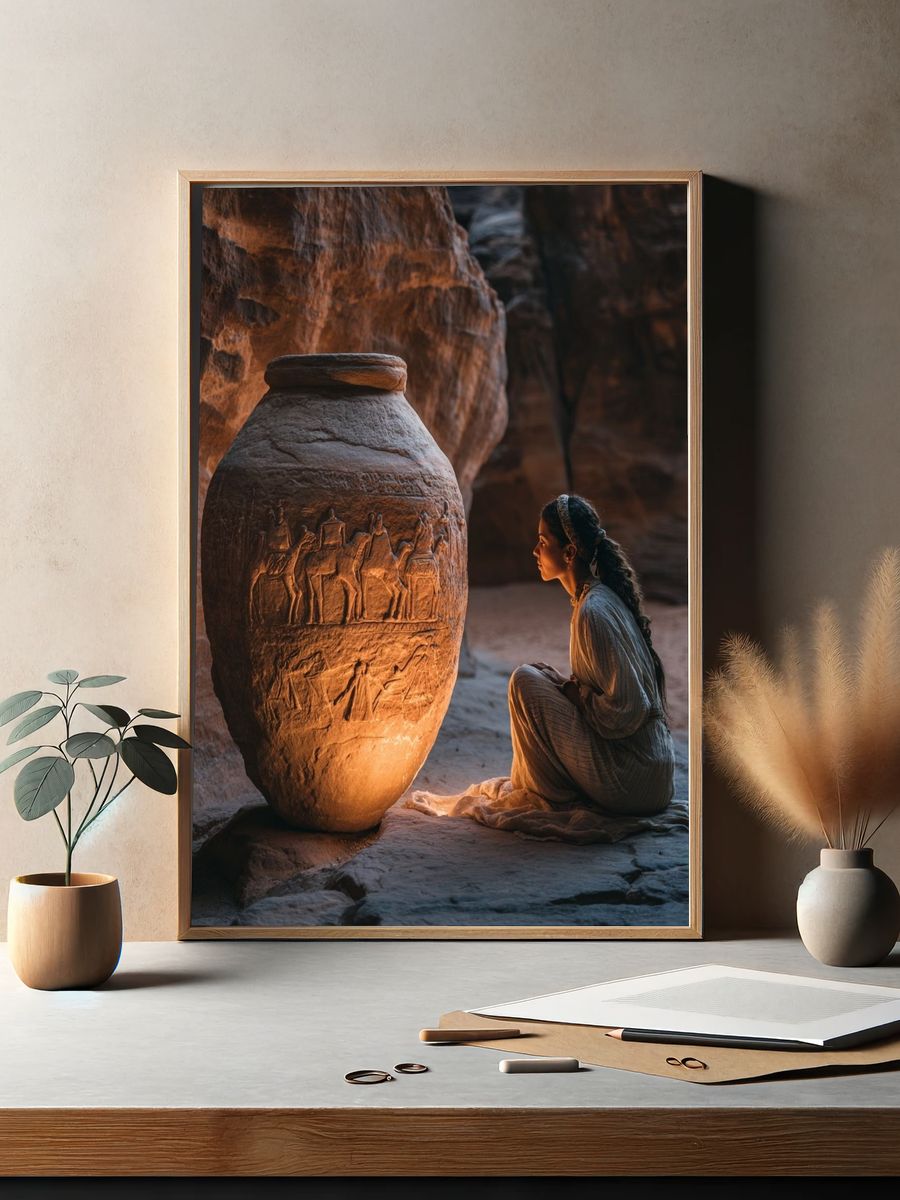 Petra Cave Pottery Photography Poster. — room view 2