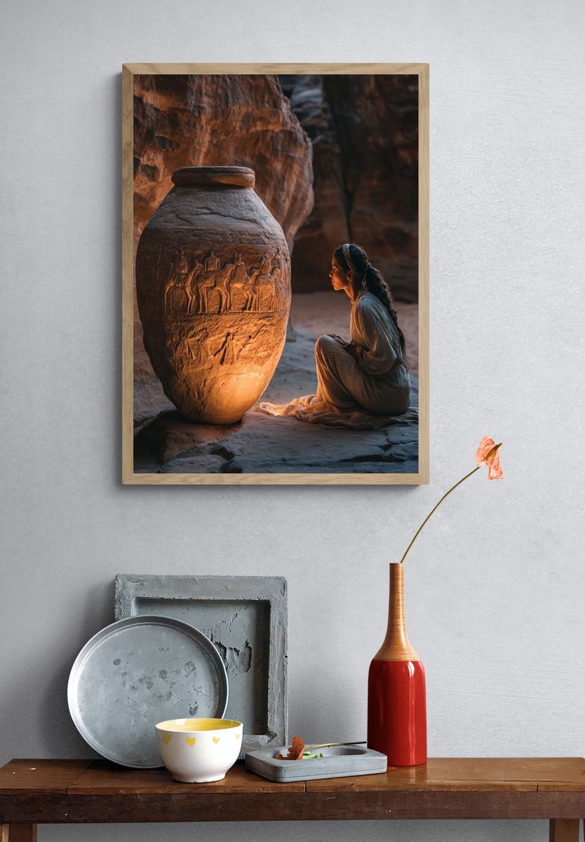Petra Cave Pottery Photography Poster. — room view 3
