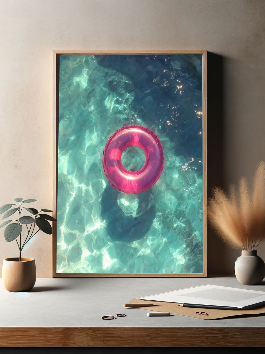 Pink Pool Float — Photography Print. — room view 2