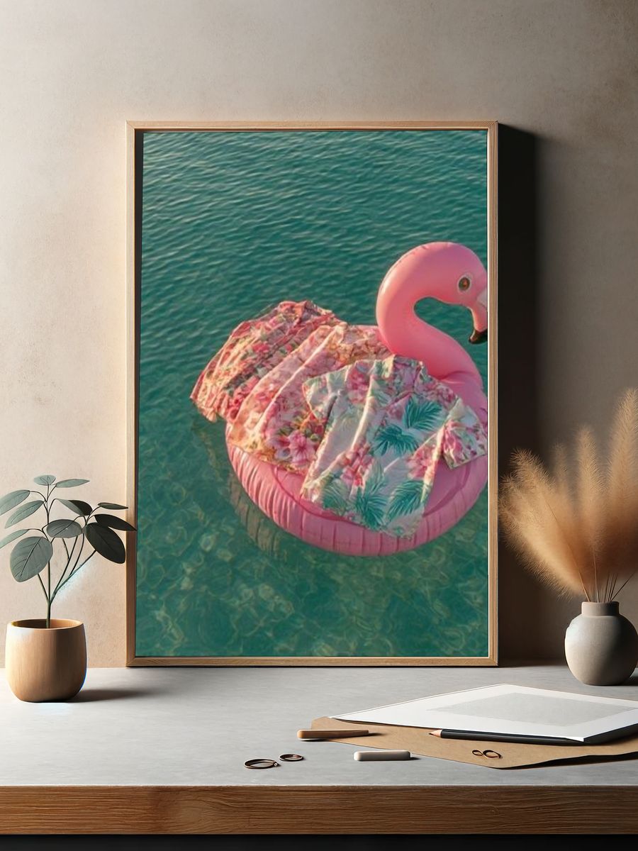 Pink Flamingo Float Poster. — room view 2