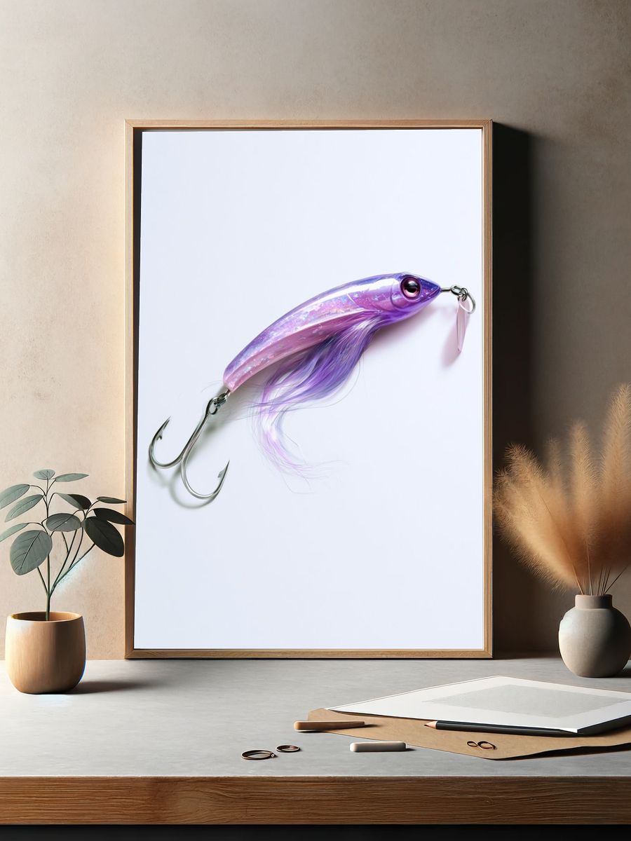 Purple Fishing Lure Photography Poster. — room view 2