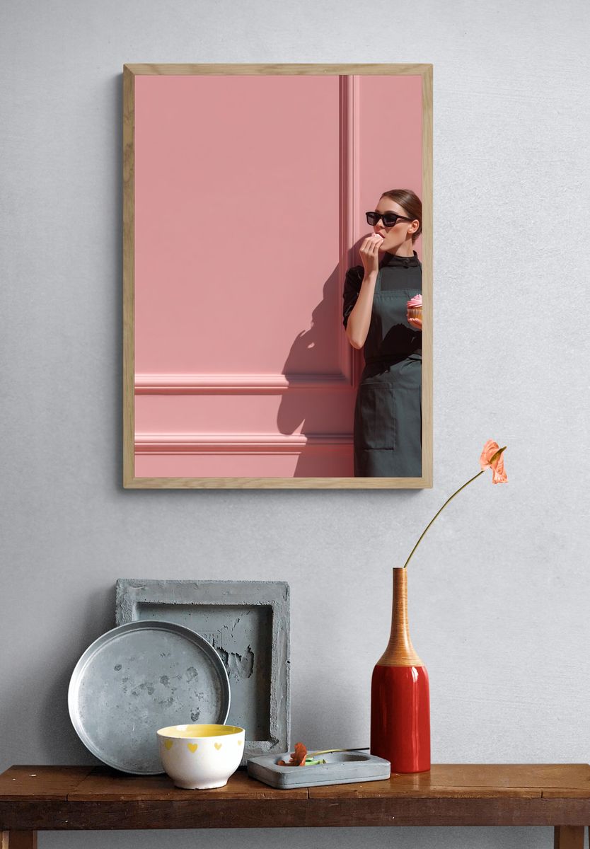 Pink Fashion Portrait Poster. — room view 3