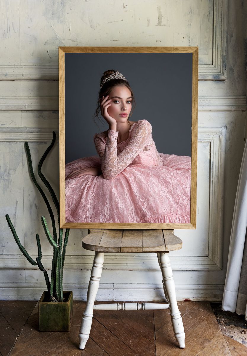 Pink Gown Portrait Photography Poster. room preview