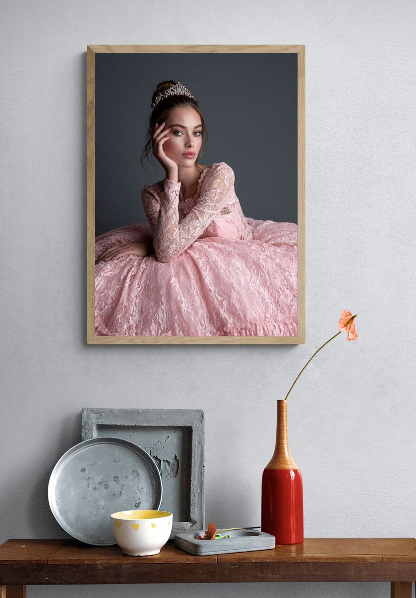 Pink Gown Portrait Photography Poster. — room view 3