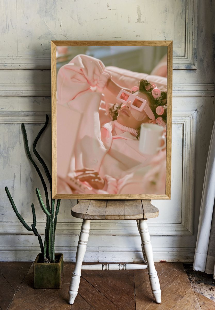 Retro Pink Portrait Poster. room preview