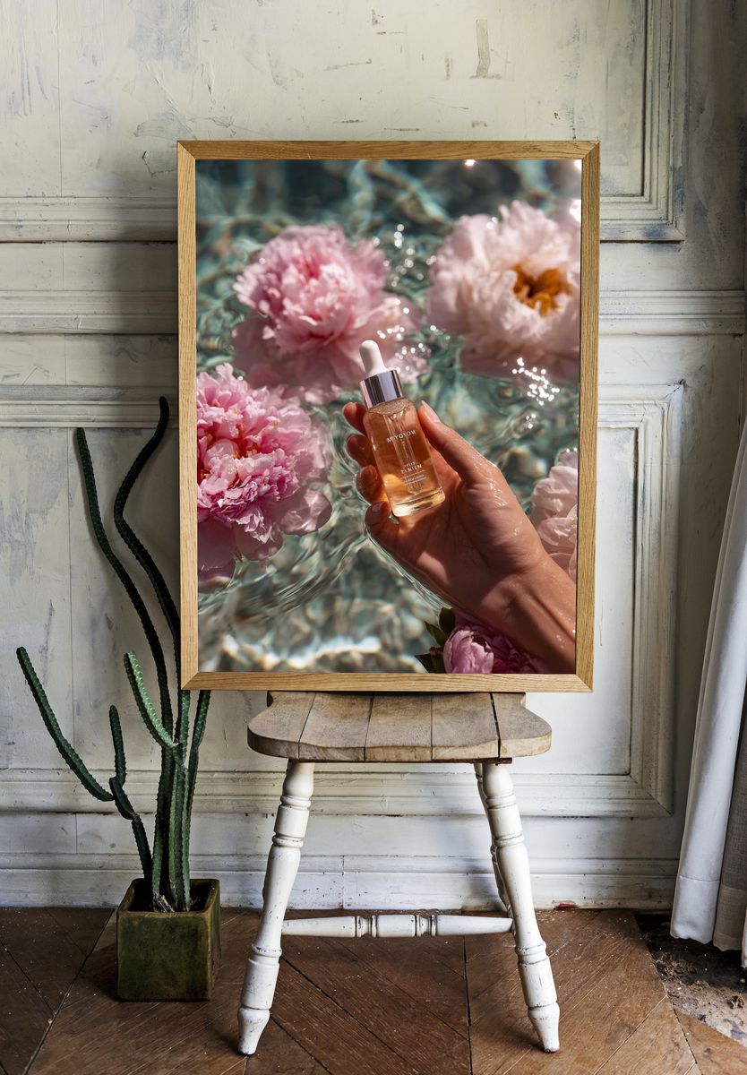 Floating Peonies Beauty Photography Poster. — room view 1