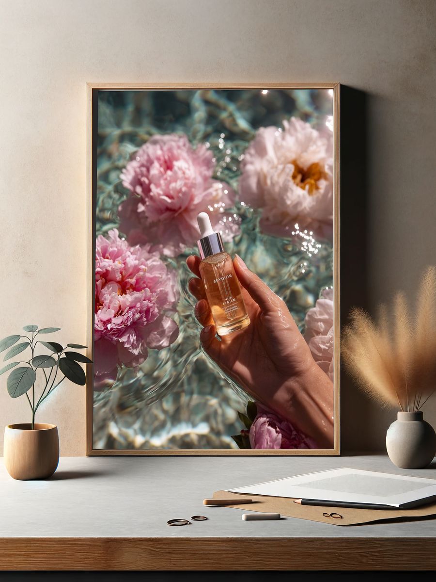 Floating Peonies Beauty Photography Poster. — room view 2