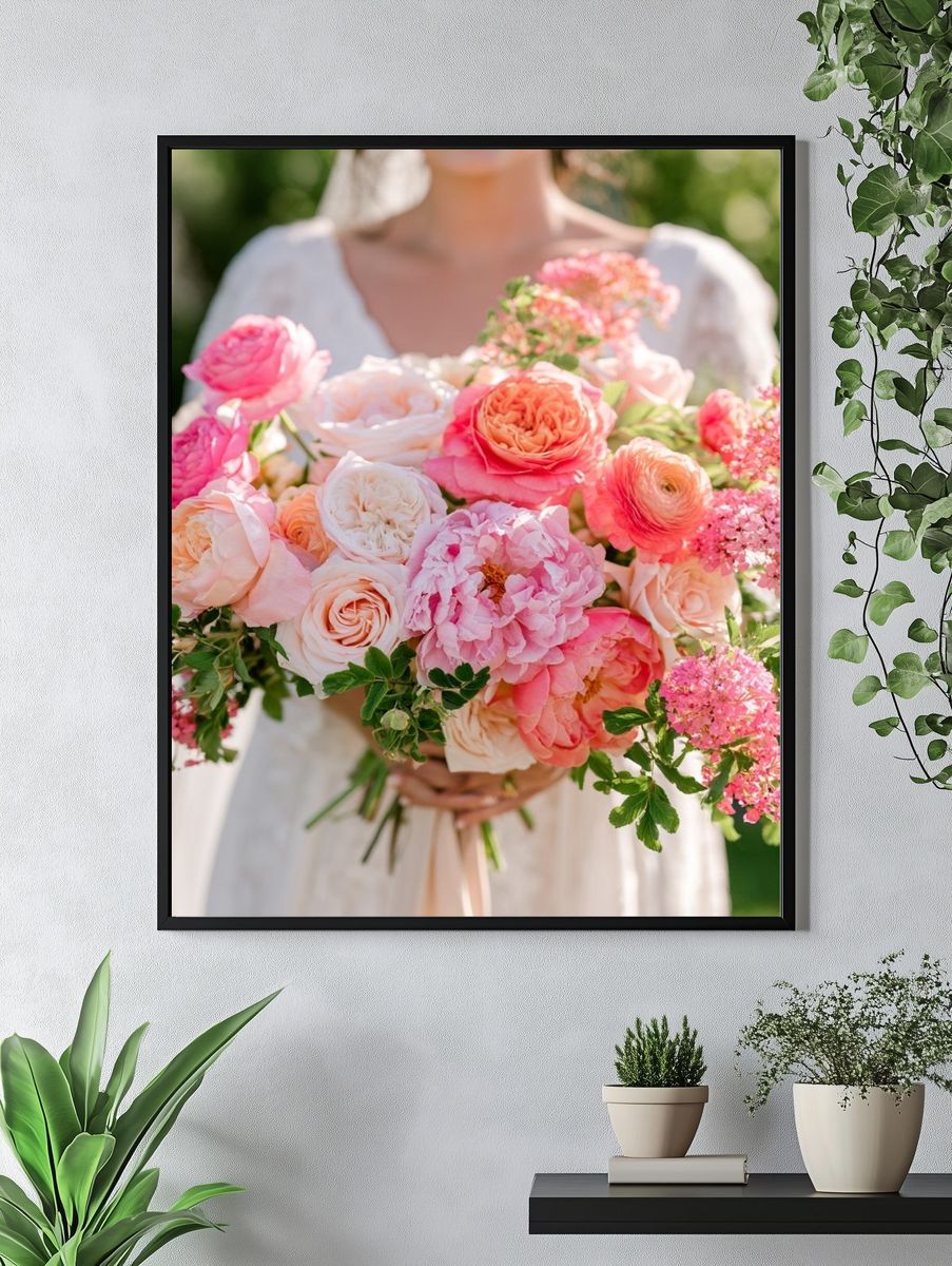 Pink Floral Bouquet Photography Poster. — room view 4