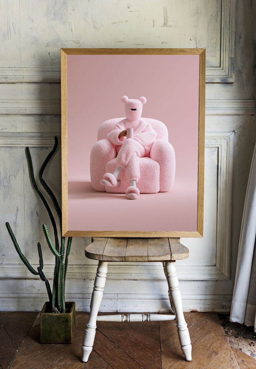 Pink Plush Figure Photography Poster. room preview