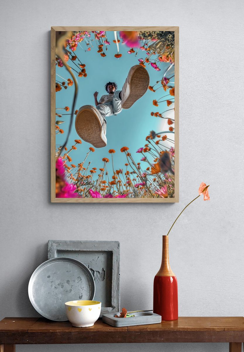 Young Person in Flower Field — Photography Print. — room view 3