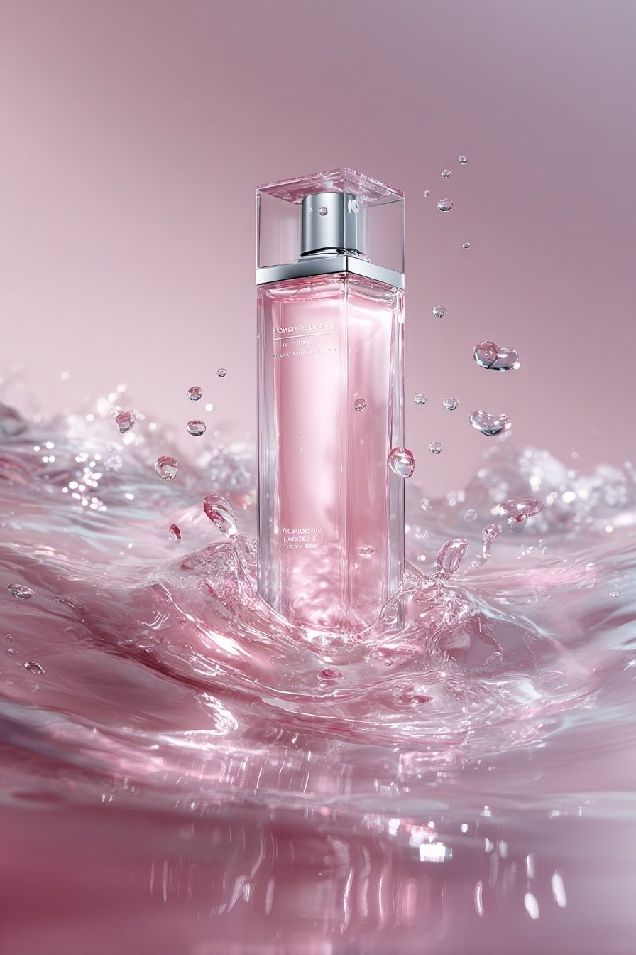Pink Perfume Splash Photography Poster. poster detail