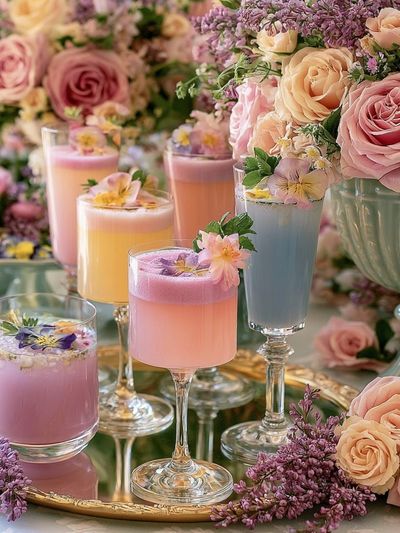 Pastel Floral Cocktails Photography Poster.